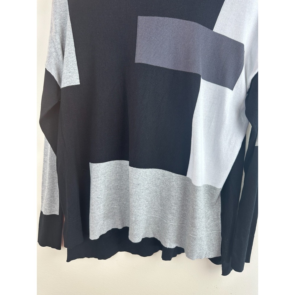 PLANET by Lauren G Colorblock Sweater Womens One Size Black Grey White Lagenlook - Picture 6 of 12